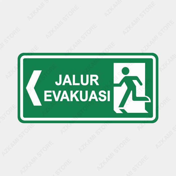 

ATKJaya- Rambu Plang Papan K3 Jalur Evakuasi 40cm x 20cm Plat Alumunium