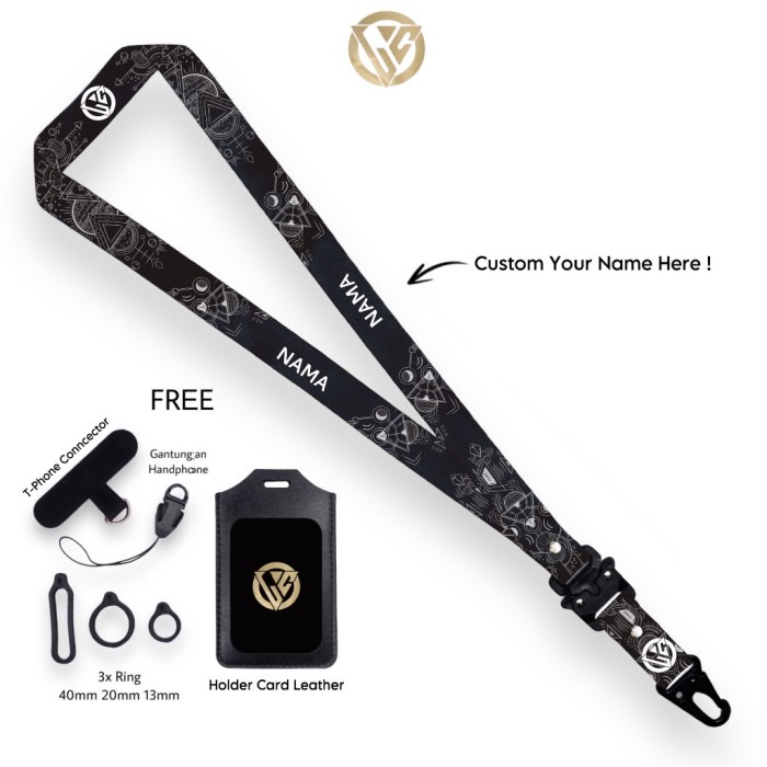 

ATKJaya- Lanyard Craft Custom Nama Geometric V2 Gantungan Holder ID Card