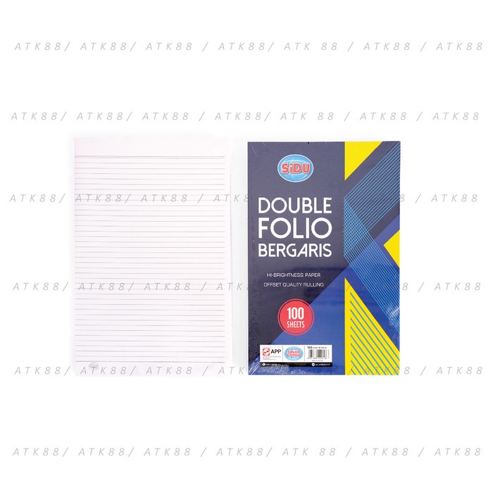 

ATKJaya- Kertas/Double Folio Bergaris Sidu 100 Sheets