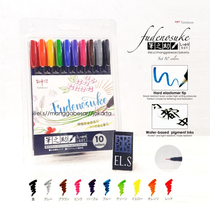 

TOMBOW FUDENOSUKE COLORS BRUSH PEN HARD SET 10 WARNA GIFT BOX