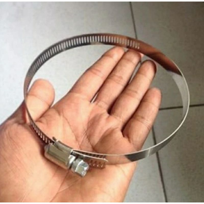 Klem stainless 8 in .klem flexible ducting. klem pipa exhaust. klem flexibel cerobong D3V