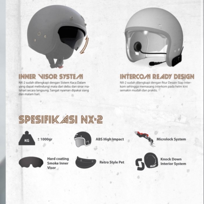 JAYAmart- HELM NJS RETRO NX2 double visor intercom