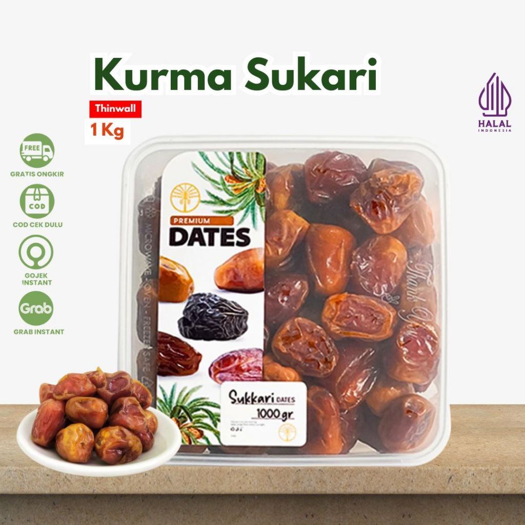 

Kurma Sukari Thinwall 1 Kg - Kurma Raja Basah Premium Quality