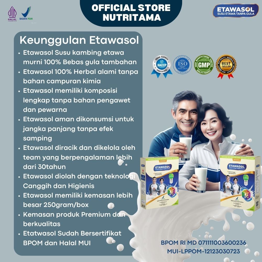 

Etawasol Susu Kambing Bebas Gula Anti Diabetes, Hipertensi, Nyeri Sendi dan Pernafasan - Paket 1 Box
