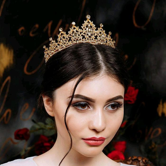 Chava Crown - Mahkota Pengantin Tiara - Wedding Bridal Silver Gold Blue Pink Red