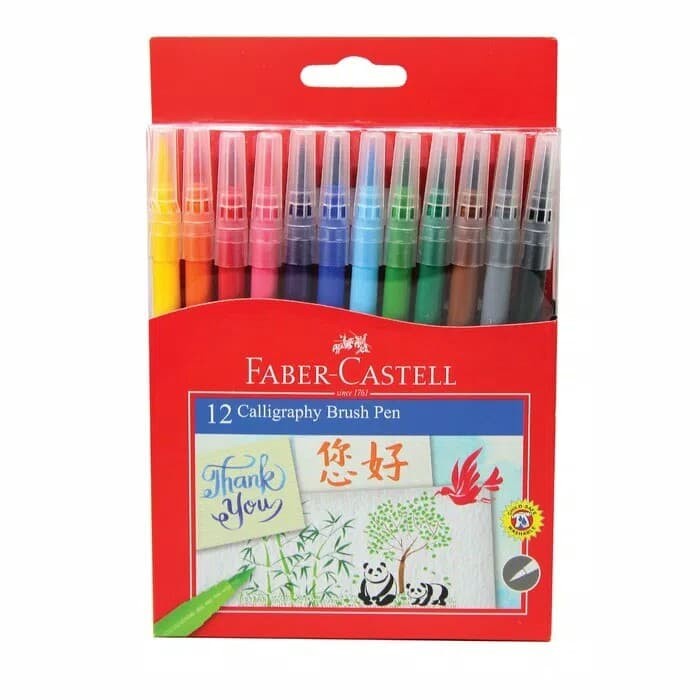

CALLIGRAPHY BRUSH PEN FABER CASTELL 12 WARNA/SPIDOL KUAS