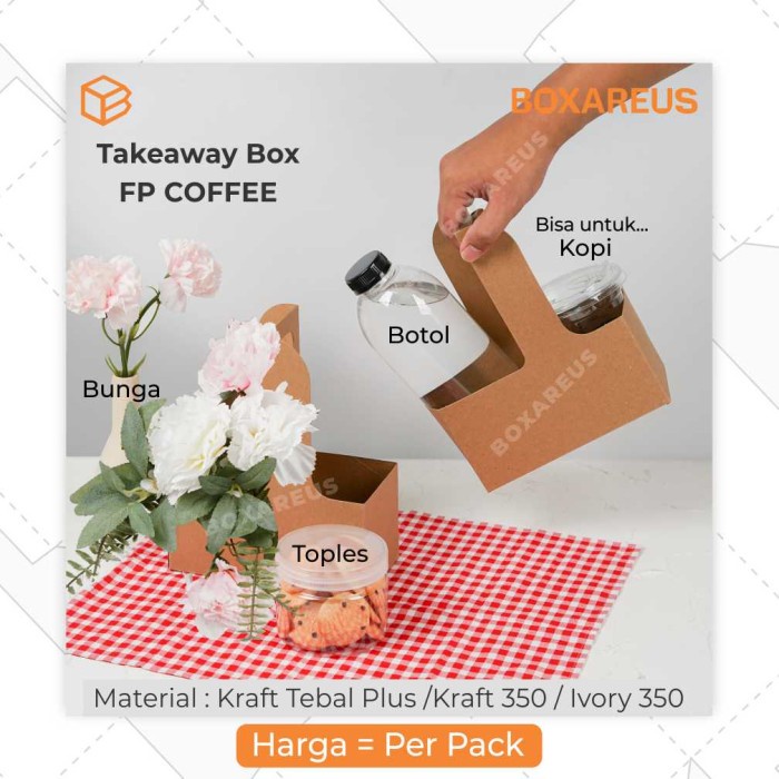 

SOUVEN- Cup Holder Kopi Box Takeaway Botol Packaging Jar Toples FP Coffee