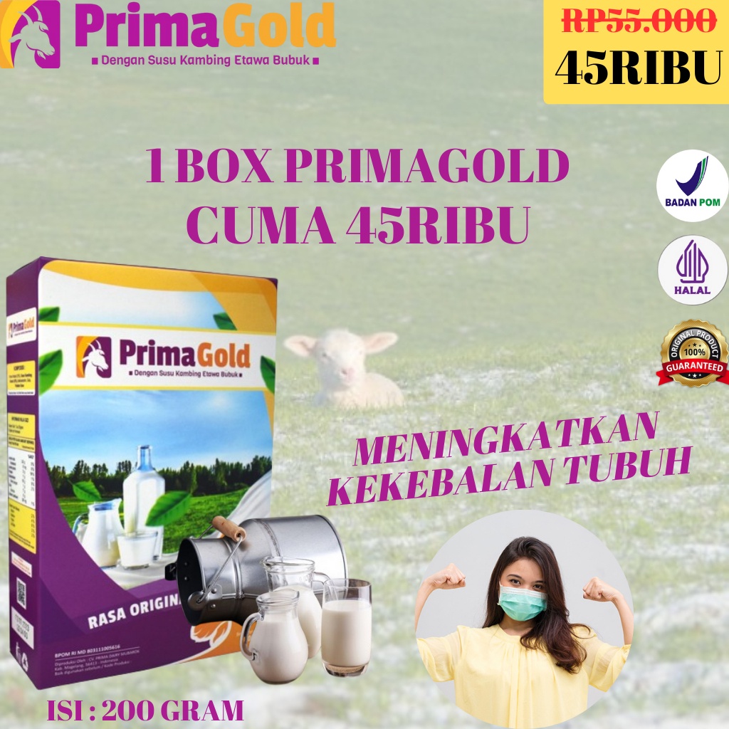 

1 BOX Primagold Susu Kambing Etawa Baik Kesehatan Jantung Kadar Kolesterol Sebagai Antibodi Original BPOM