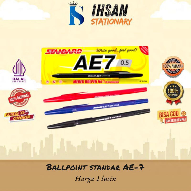 

IK! Ballpoint Standard AE7 12 Pcs 0,5mm 3 Warna
