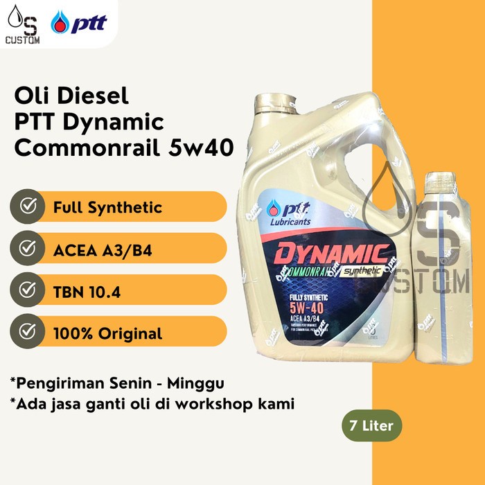 JAYAmart- Oli Diesel PTT Dynamic 5w40 7L ACEA A3 B4 Full Synthetic