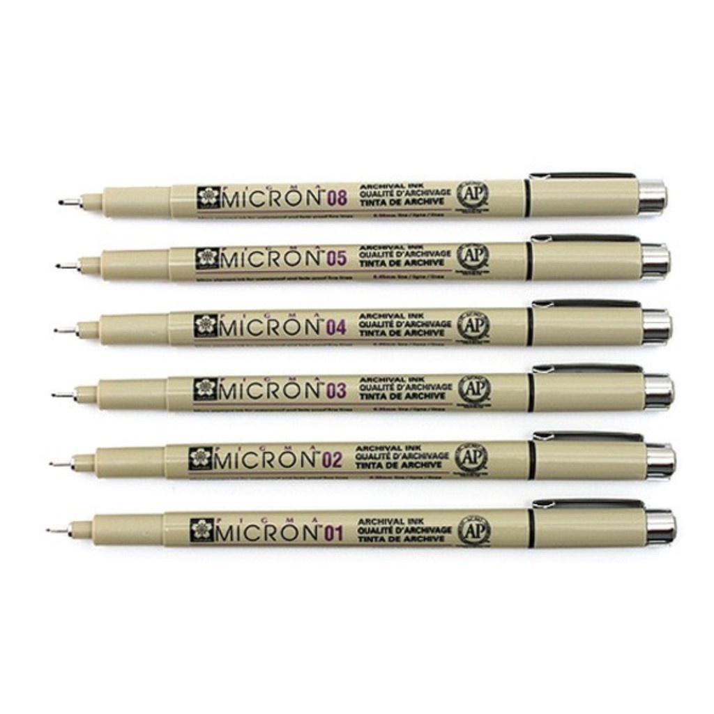 

IK! Sakura Pma Micron Drawing Pen (Tip 0.05 0.03 0.1 0.2 0.3 0.4 0.5 0.8 PN & Brush ) Black Hitam