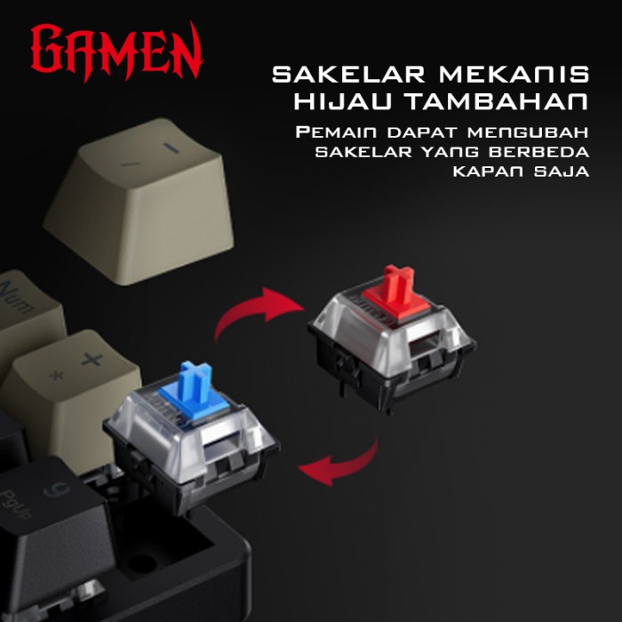 Terlaris GAMEN Titan Elite Mechanical Pluggable Switch Gaming Keyboard WiredRGB