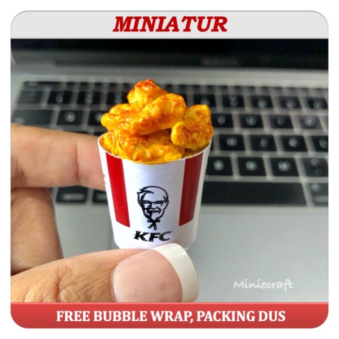 MINIATUR MAGNET TEMPELAN KULKAS KFC BUCKET DENGAN AYAM GORENG nUg