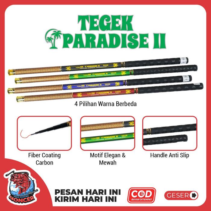 Terlaris Joran Tegek Pancing Paradise II [FREE KAIL, SENAR & PELAMPUNG] Bahan Fiber Solid Coating I
