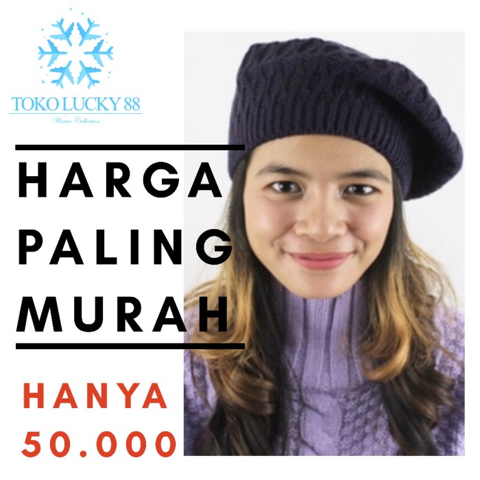 Topi Baret Beret Rajut Wool Circle Hat Baret