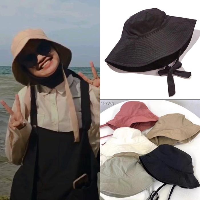 TOPI BUCKET WIDE TALI DEWASA PREMIUM / TOPI MANOHARA TALI HIJAB KOREA