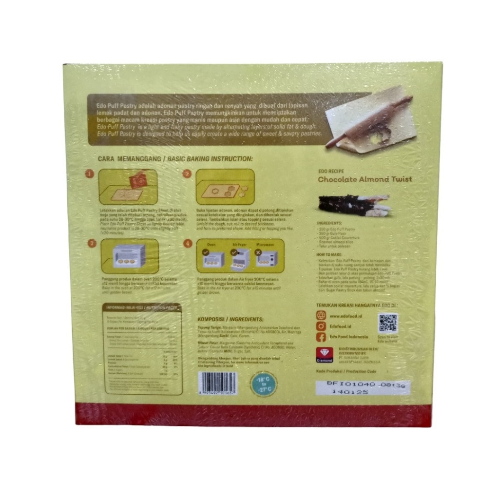 

Puff Pastry Sheet Frozen Zuppa Soup Edo 375 750 Gram / Kulit Pastry Siap Pakai