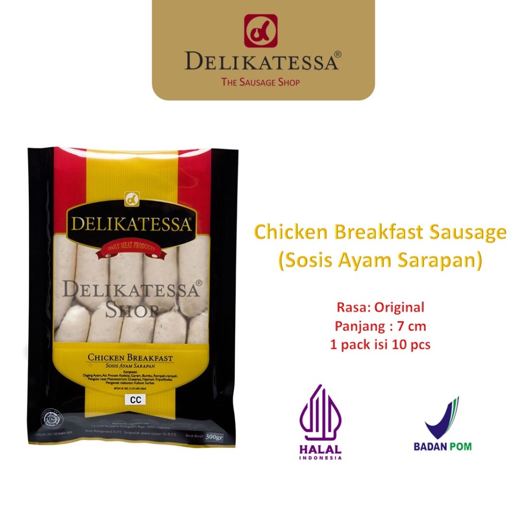 

Delikatessa Chicken Breakfast CC 300 gr Sosis Ayam Sarapan Hotel Horeca Halal