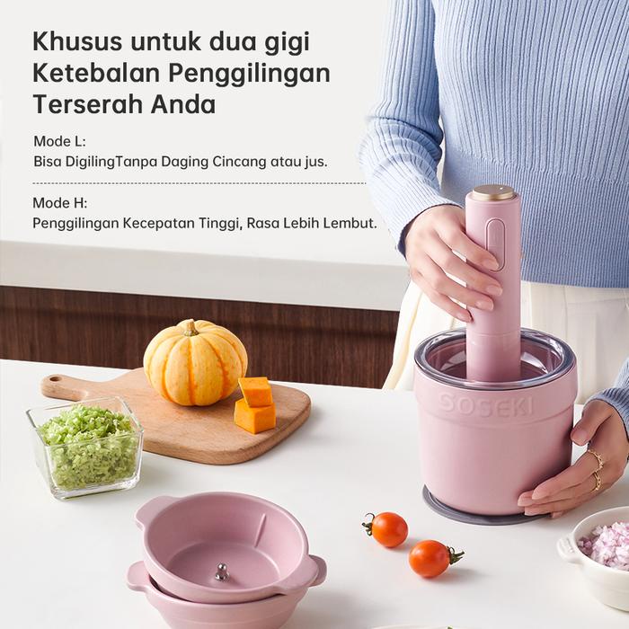 Soseki Blender Chopper Daging / 300W Blender Bumbu / Free 3 Mangkuk Mini Chopper Mini / Coper