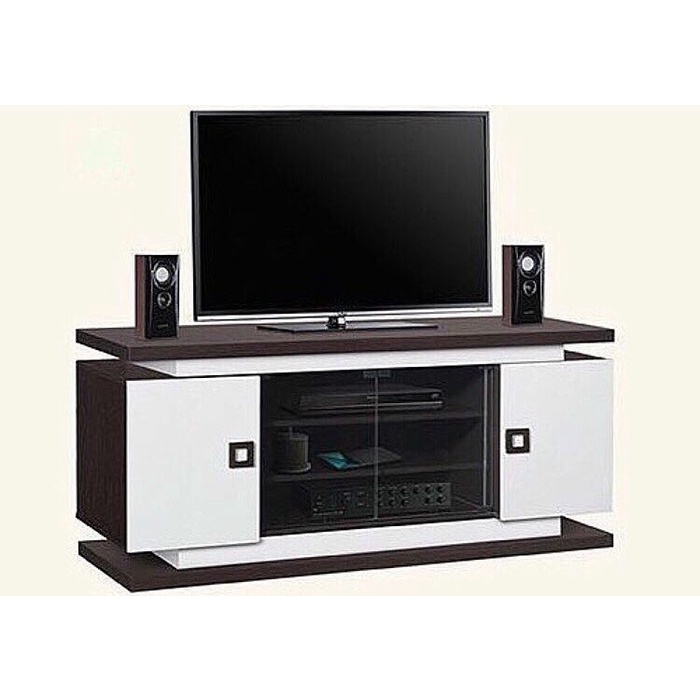 Rak TV / meja TV kaca kombinasi putih minimalis