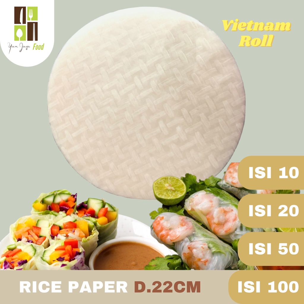 

HJ Rice Paper Kulit Transparant Lumpia Vietnam 22cm [isi 10/20/30/40/50/100]