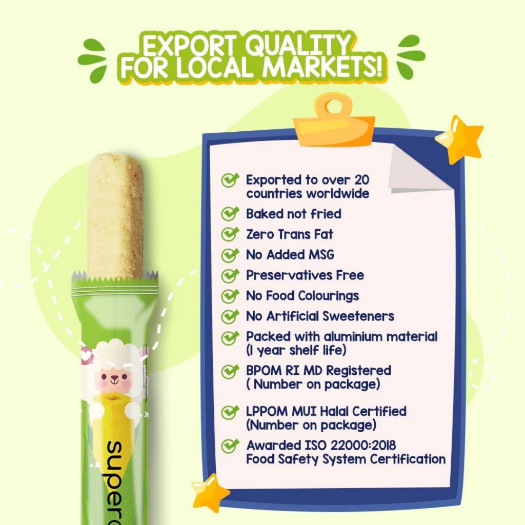 

HJ SUPERCORN Stik Jagung 10g (12pcs) - Snack Mpasi 1 Tahun Cemilan Corn Anak - Snack Sehat Non MSG