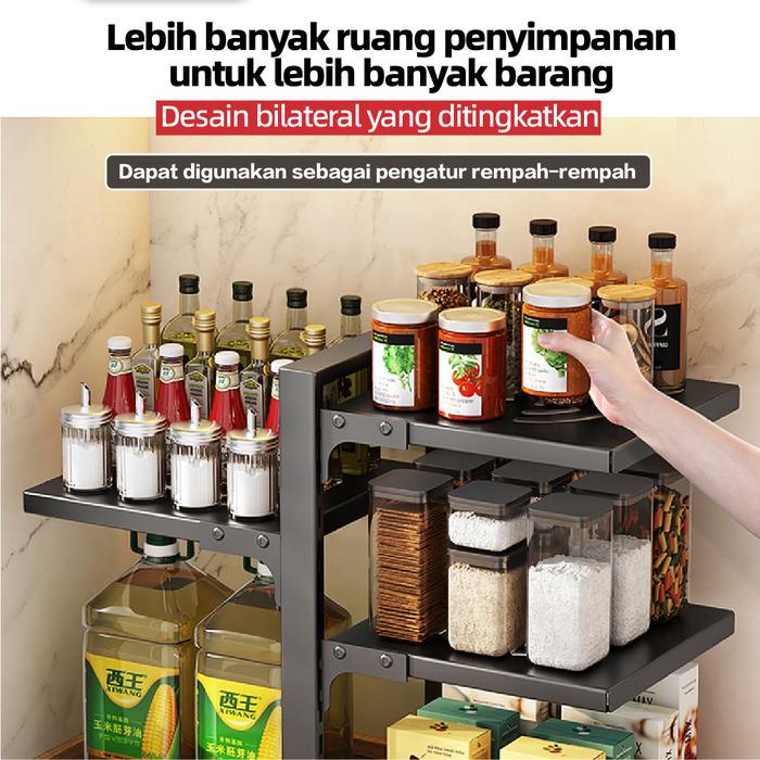 Etife Rak Susun Bawah Wastafel Rak Tingkat dan Beroda Rak Penyimpanan Adjustable Peralatan Rumah