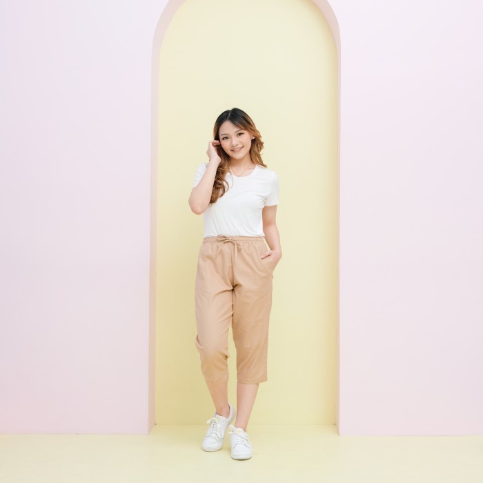 KeCe Celana Panjang Kulot 7/8 Linen Katun Wanita