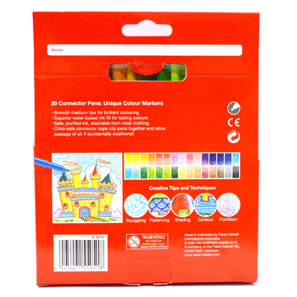 

Konektor Pen Faber Castell / Spidol Warna Kemasan 30 Warna / Connector Pen Set 30 / Alat Mewarnai