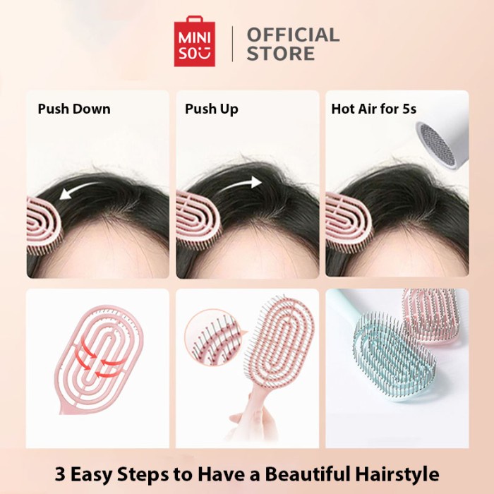 ..... Miniso Sisir Rambut Wanita Cushion Hair Brush Massage Comb Anti Kusut Dan Rontok Sikat Wanita