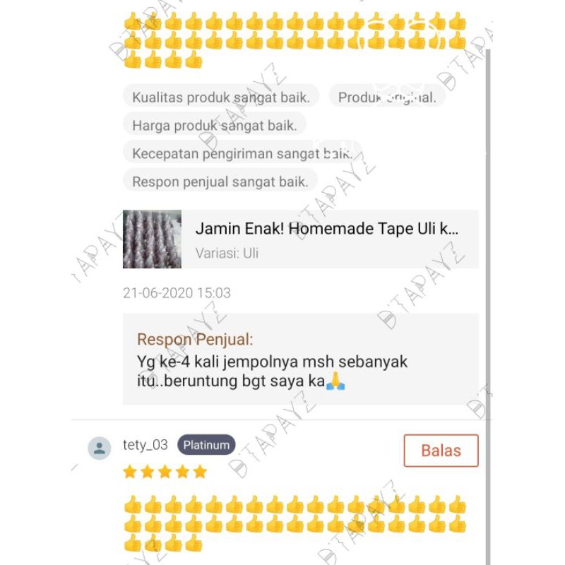 

Jamin Enak! D'TAPAYZ - Homemade Tape Uli - per 500gr