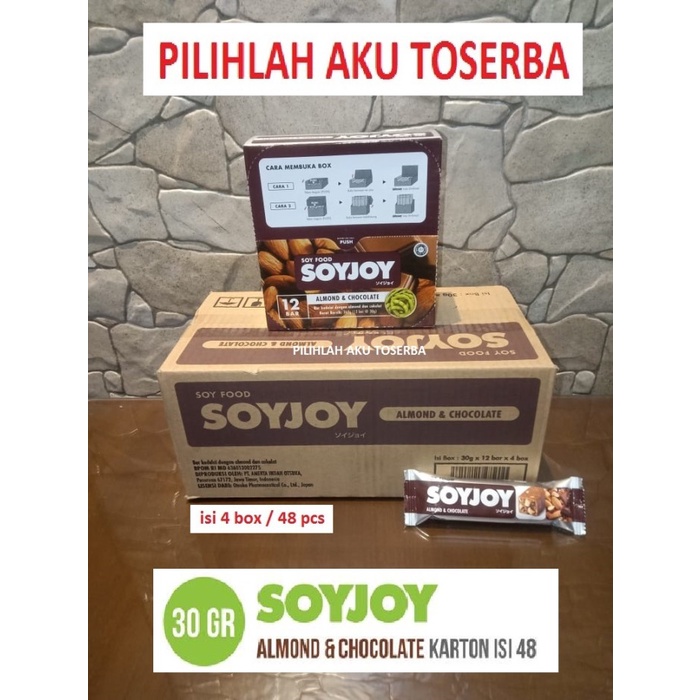

SOYJOY ALMOND & CHOCOLATE 30 gr - (HARGA 1 KARTON ISI 4 BOX / 48 pcs)