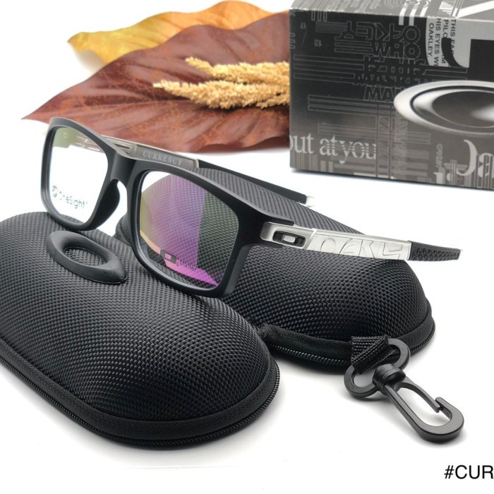 ACCMT- Frame Kacamata Pria Oakley Currency Sporty Paket Lensa Minus Kaca Mata Mewah