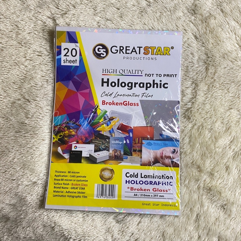 

Cold Lamination Film Holographic Broken Glass A4/20