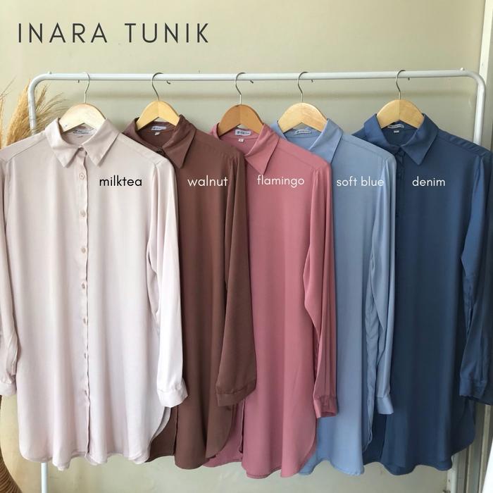 Belanja Inara Tunic Kemeja Tunic Bahan Rayon Twill Size Lengkap Putih Putih Polos Polos Polos Polos