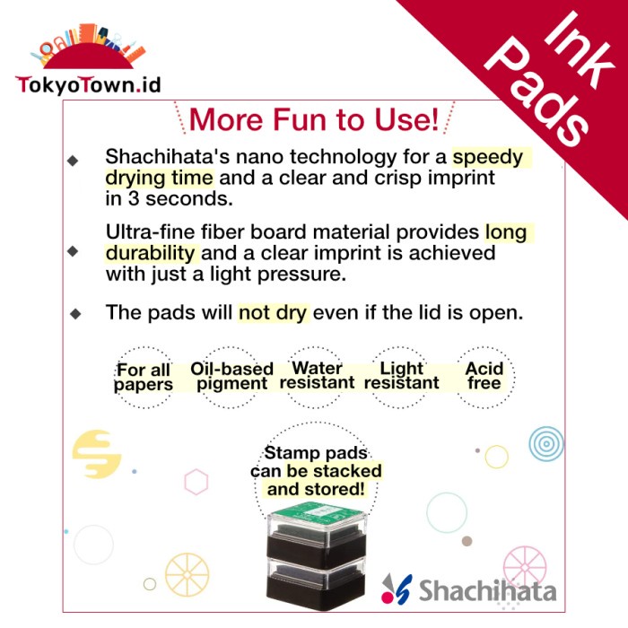 

HJK Color Ink Pads for Stamps Shachihata Japanese Oil-Based Many Colors
