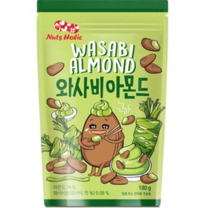 

NUTS HOLIC Korean Almond HALAL 180g Honey Butter Strawberry Banana Wasabi Kimchi Hot Spicy Chicken