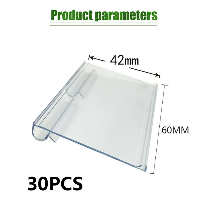 

HJK 30PCS Label Harga 6cm Price Tag Holder Name Card Holder Bahan Akrilik