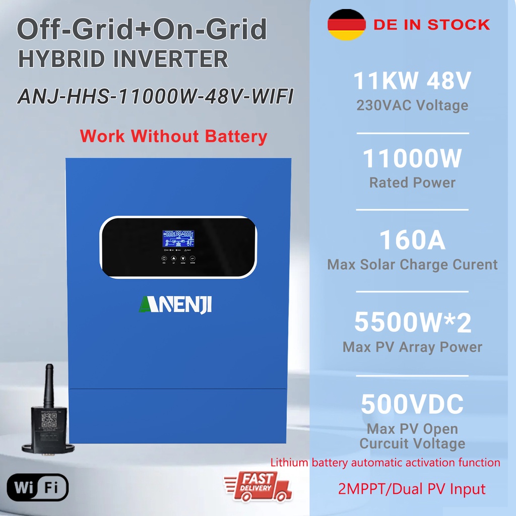 RDSHOP Promo 11KW 6.2KW MPPT Hybrid Solar Inverter 48V 2 MPPT Dual