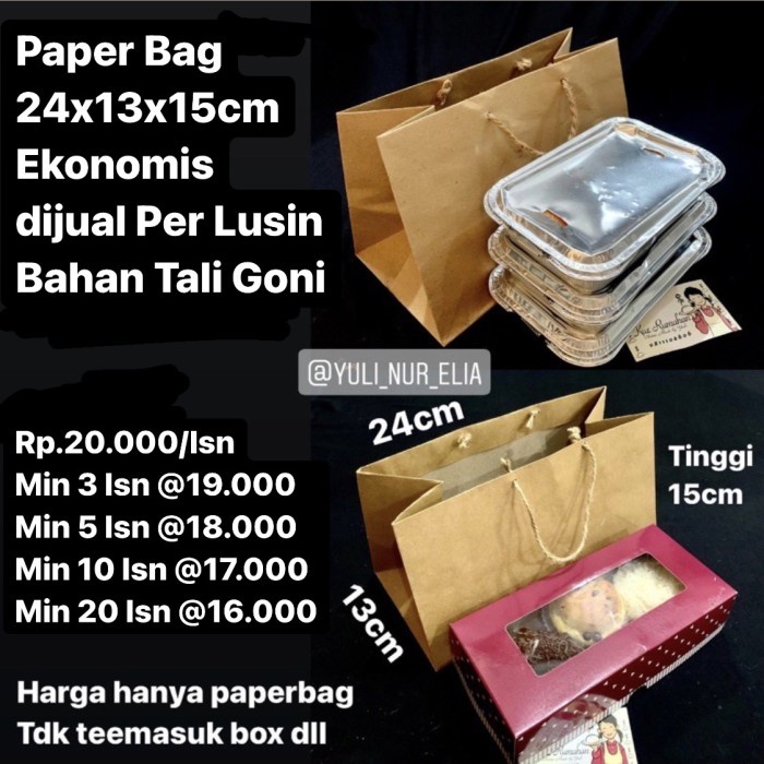 

pernakpernik- Paper Bag 24x13x15cm Ekonomis dijual Per Lusin Tali Bahan Goni