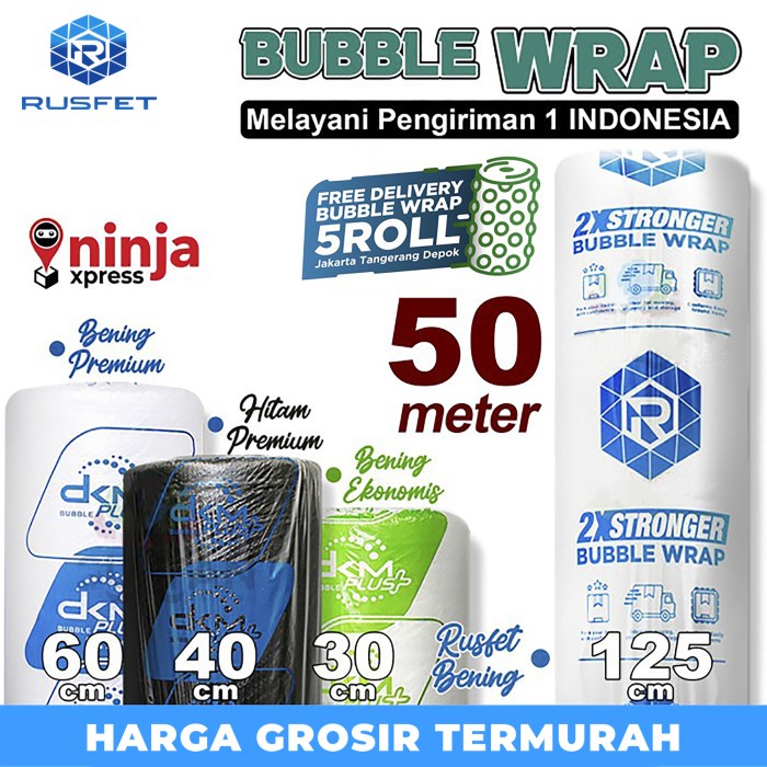 

pernakpernik- Bubble Wrap DKM PLUS 50 Meter Plastik Bubblewrap TERMURAH SE INDONESIA