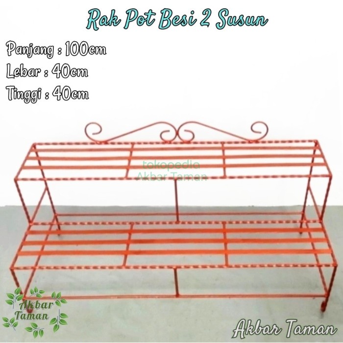 Jual [READY] Rak Pot Bunga Besi Dua Susun / Rak Pot Besi 2 Susun Panjang 1 Meter
