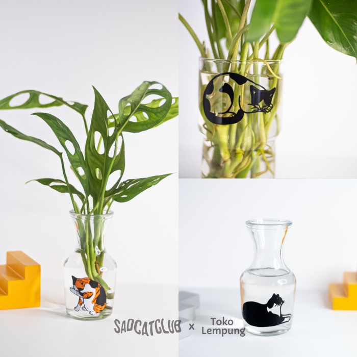 Jual [READY] Pot Kaca: Oh My Cats x Sad Cat Club - Tanaman Air