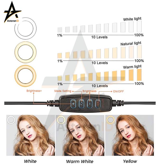 Ringlight Bn26 Untuk Live Streaming Vlogger Video Led Holder Tripod