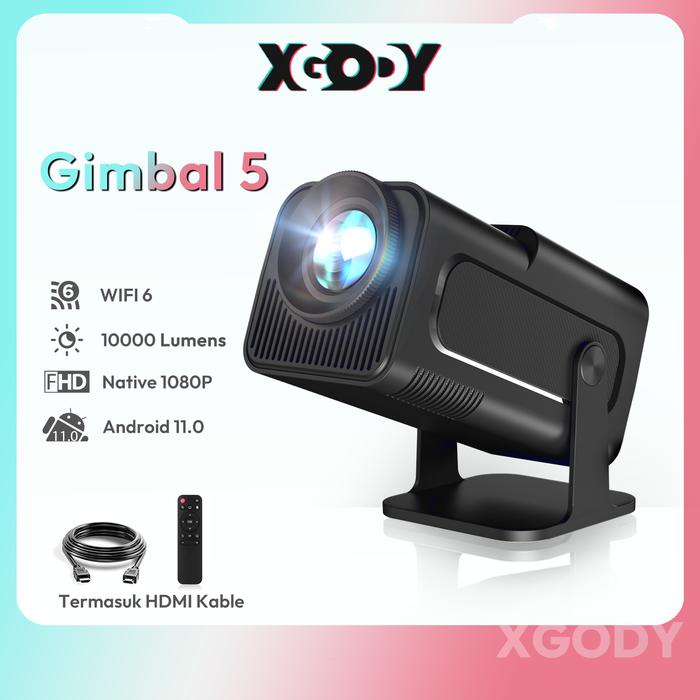 Project - XGODY Gimbal5 Smart Proyektor LCD - Android 11 -FHD 1080P - Wireless MirrorLink - Auto