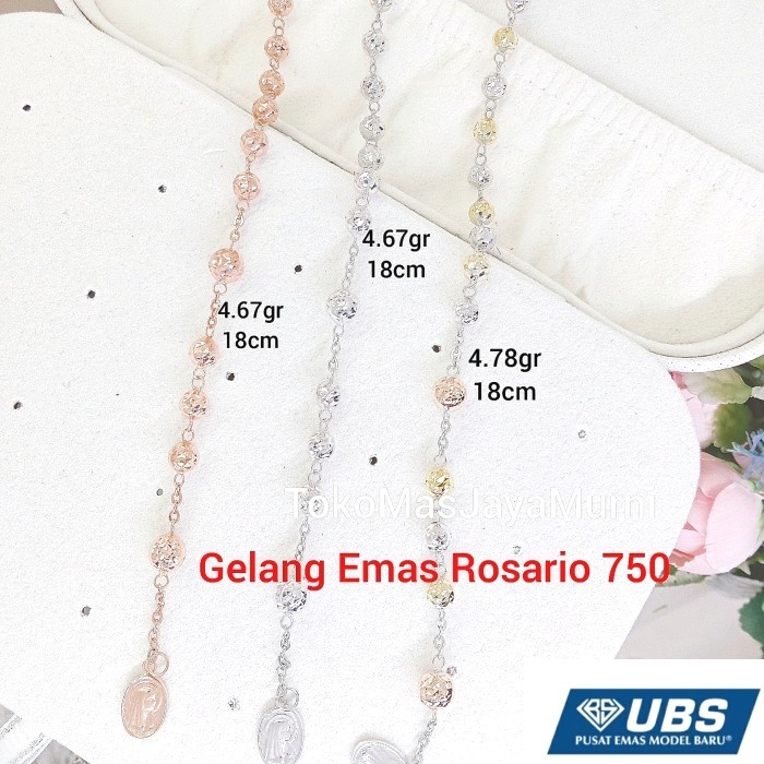 Gelang Emas Rosario Bola Hollo Ukir Kadar 750