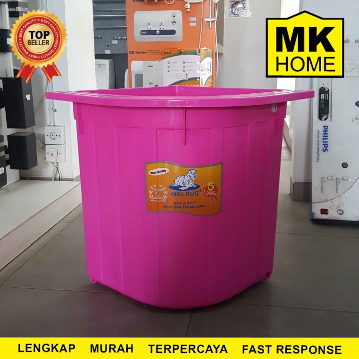 Ready Stok" Bak Air Walrus Sudut Kamar Mandi Pink 120L