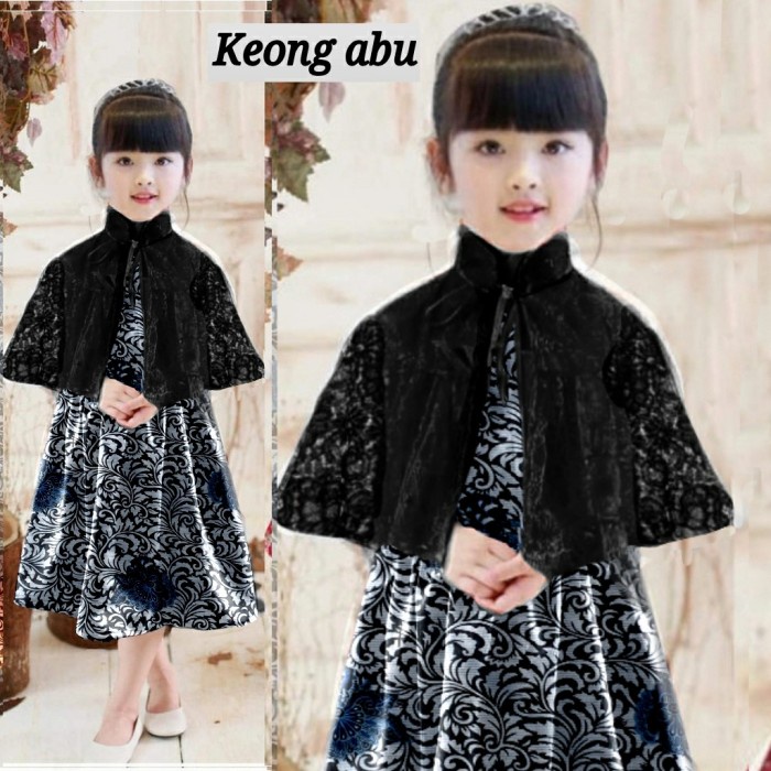 Set 2In1 Dress Cape Batik Queensha Dress Anak Perempuan Baju Batik Ana