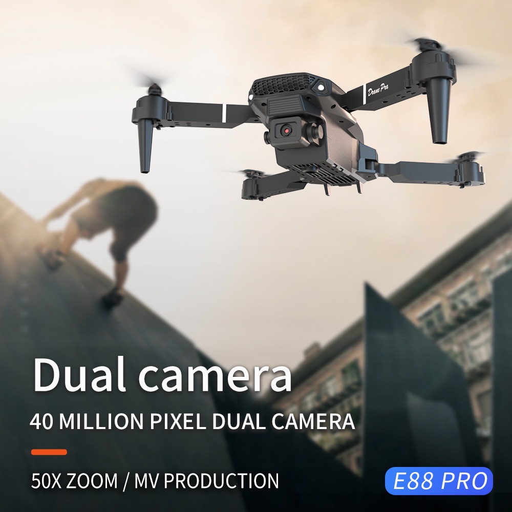 E88 Drone 4K Hd Dual Camera Brushless Motor Remote Control Helicopter Rc Quadcopter Foldable  eap