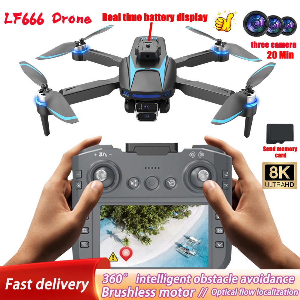2025 Lf666 Drone Send Memory Card Large Screen Professional Aerial Fpv 8K Three Camera Obstacle